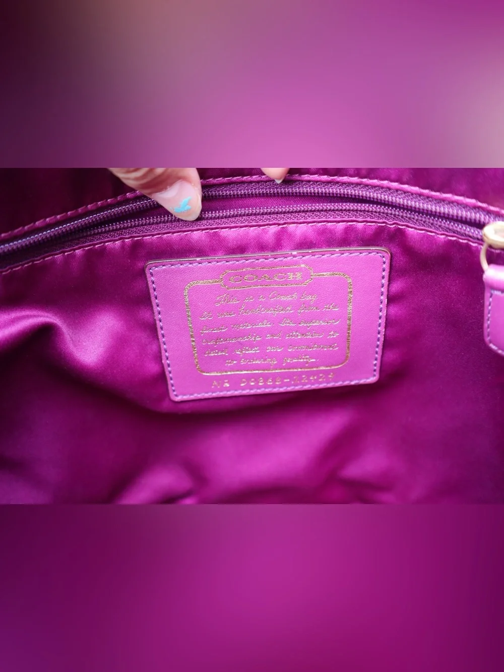 Coach Signature Berry Stripe Patent Leather Tote Shoulder Bag, Berry Red/Pinkish